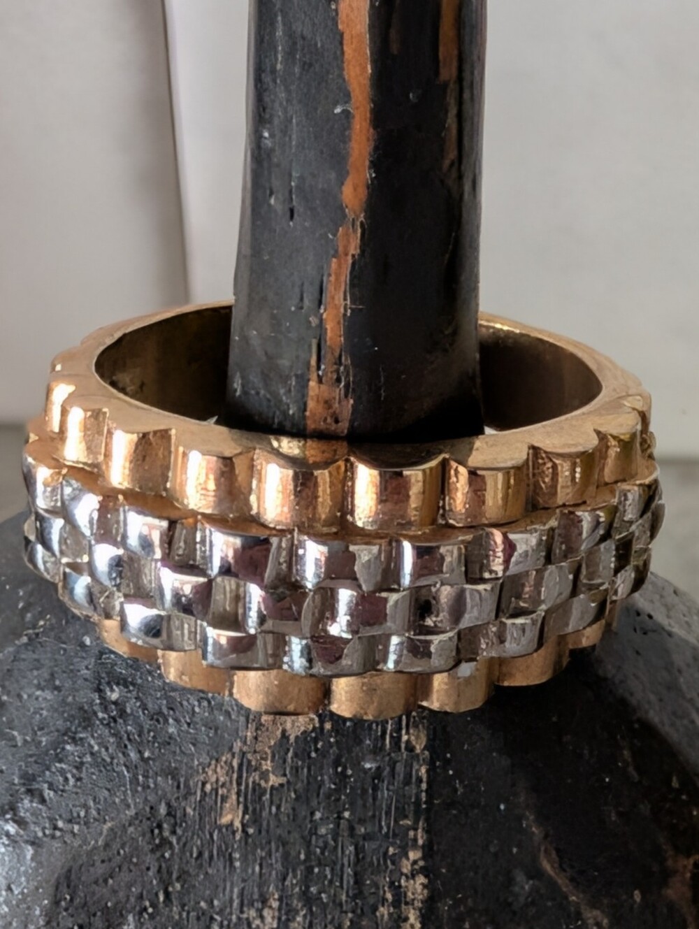 Men's Size 11 Two Toned Textured Ring